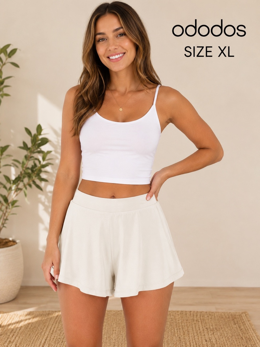 ODODOS Women’s Flowy Lounge Shorts Ivory/cream Size XL Soft Modal Stretch